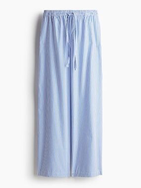 Zara Light Blue & Navy Pinstripe Wide-Leg Pants